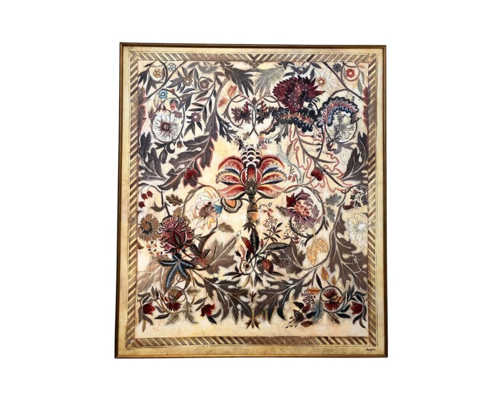 Botanical painting that inspired a bedroom design